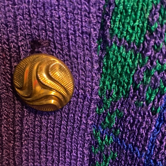 Purple and Green Knit Sweater - Picture 3 of 9